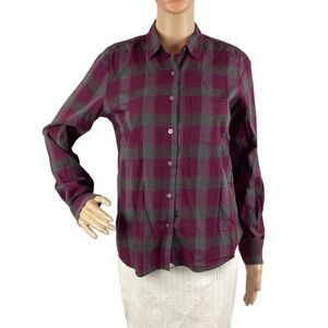 UNTUCKit Women's Button Down Plaid Top Size 4  Gray Maroon